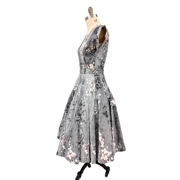 1950s VTG Philmont Sportswear of Miami Grey/Pink Floral Circle Skirt Set M/L - Picture 4 of 15